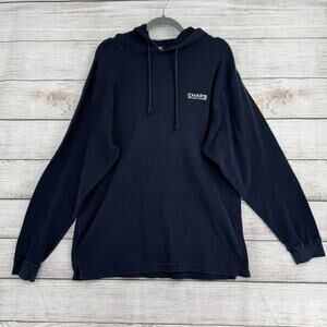 Vintage Chaps Ralph Lauren Waffle Knit Hoodie Sweatshirt Mens Large Navy Blue